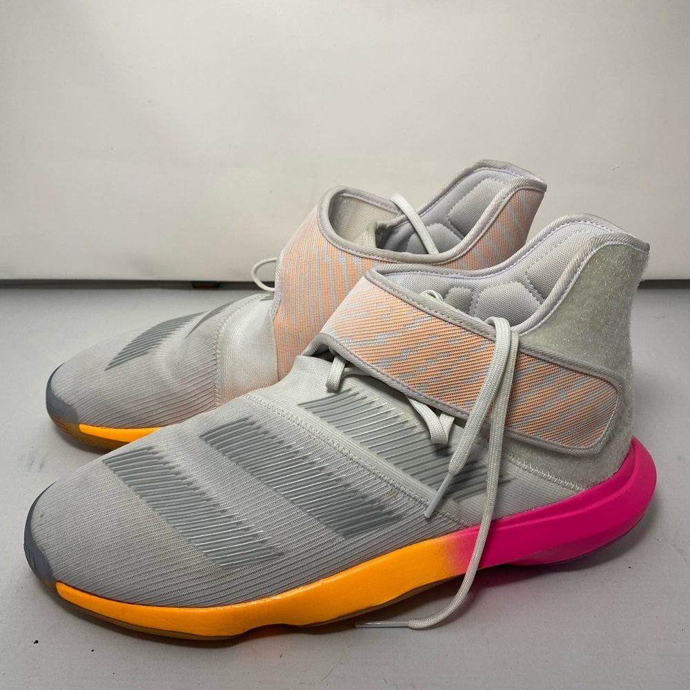 ADIDAS HARDEN B/E 3 BASKETBALL SHOES WHITE ORANGE PINK EF5290 (SIZE 11.5) Used‎